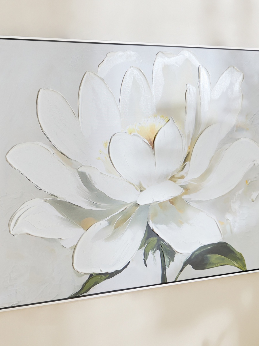 Vivid Framed 60% Hand-Painted Flower Canvas Art with Solid Wood Stretcher - 80x120 cm