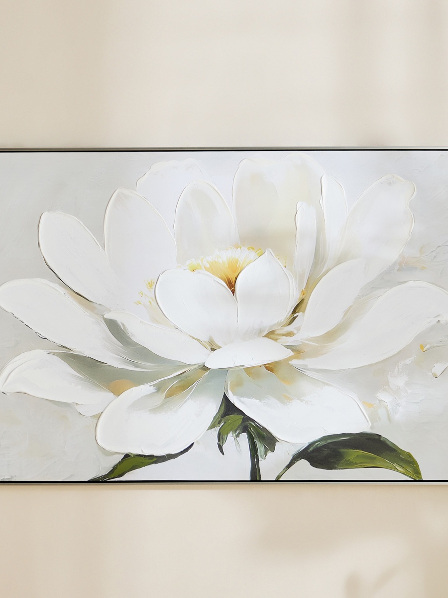Vivid Framed 60% Hand-Painted Flower Canvas Art with Solid Wood Stretcher - 80x120 cm