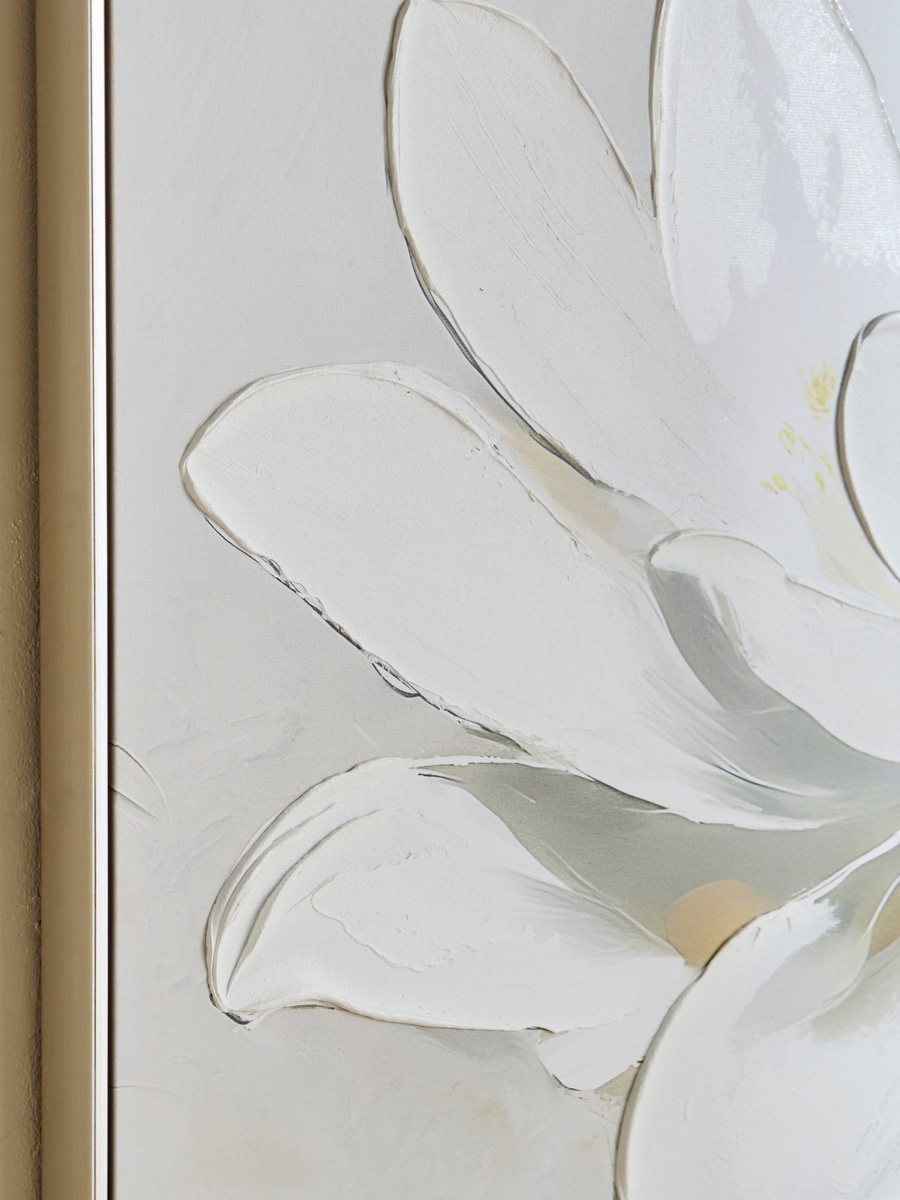 Vivid Framed 60% Hand-Painted Flower Canvas Art with Solid Wood Stretcher - 80x120 cm