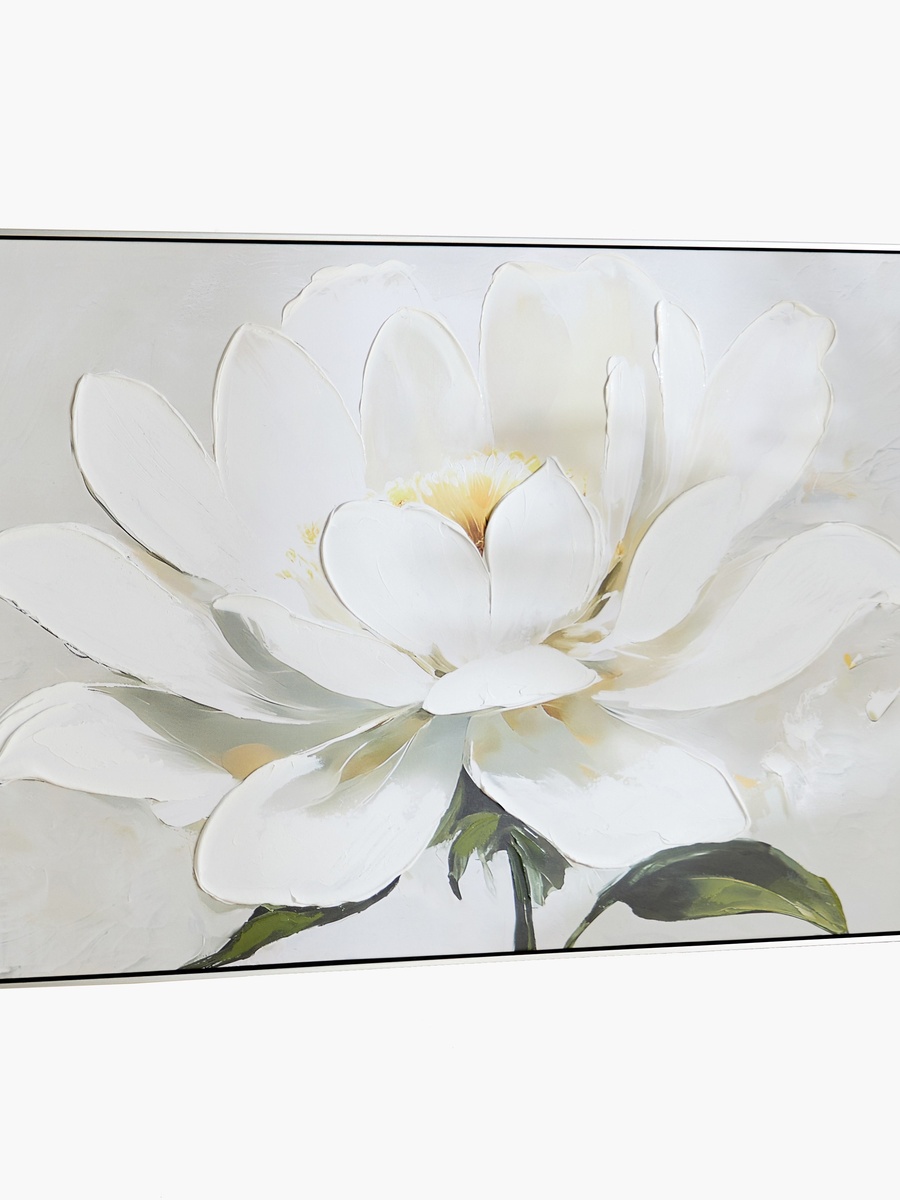 Vivid Framed 60% Hand-Painted Flower Canvas Art with Solid Wood Stretcher - 80x120 cm