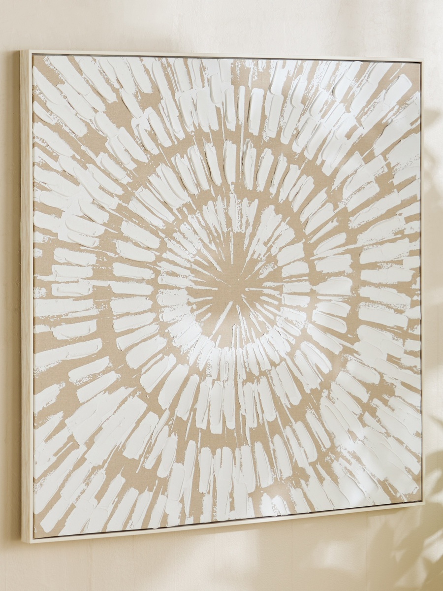 Vivid Framed 100% Hand-Painted Abstract Linen Art with Solid Wood Stretcher - 100x100 cm
