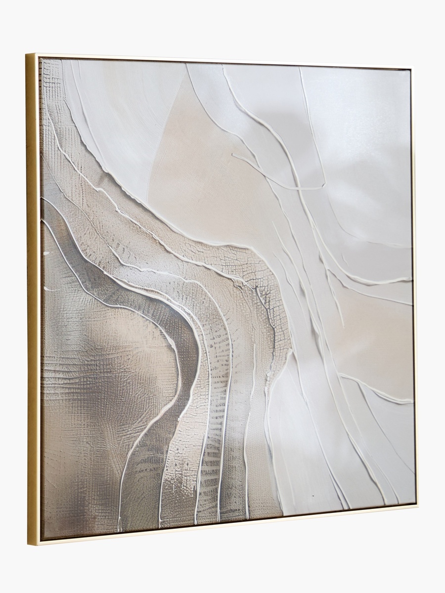 Vivid Framed 60% Hand Painted Abstract Canvas Art with Stretcher - 80x80 cm