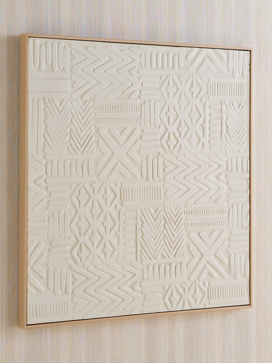 Latigo 3D Framed Foam Board Wall Art with Geometric Plaster - 80x80x4 cm