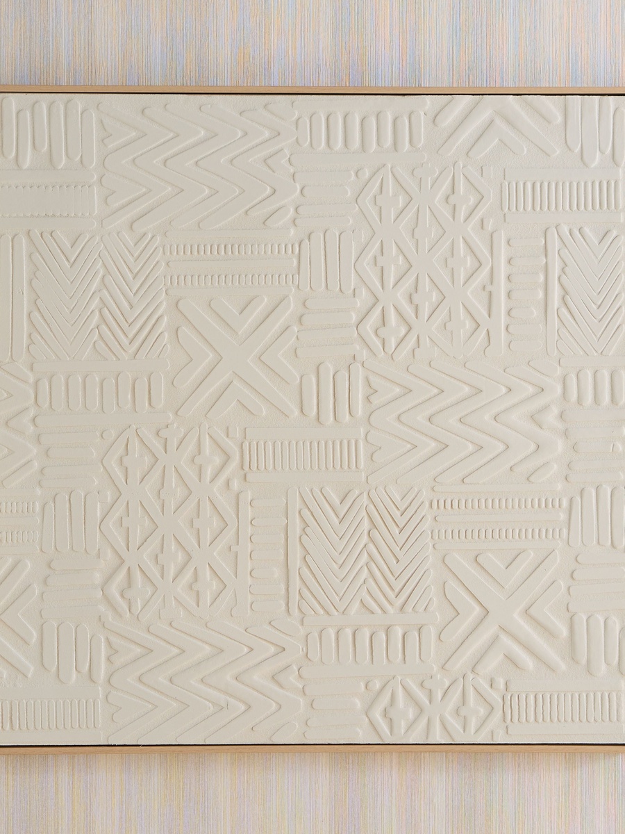 Latigo 3D Framed Foam Board Wall Art with Geometric Plaster - 80x80x4 cm