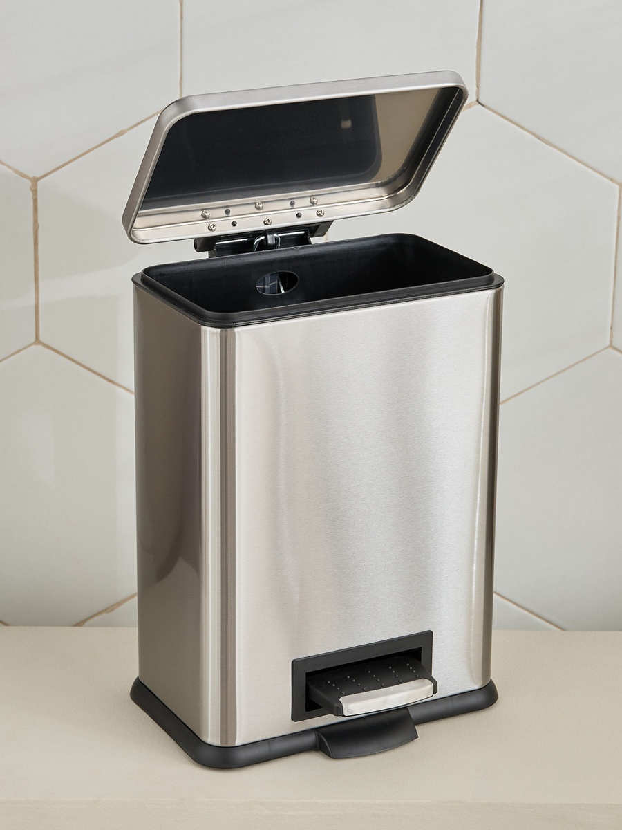 Oliver Stainless Steel Rectangular Pedal Bin - 10 L