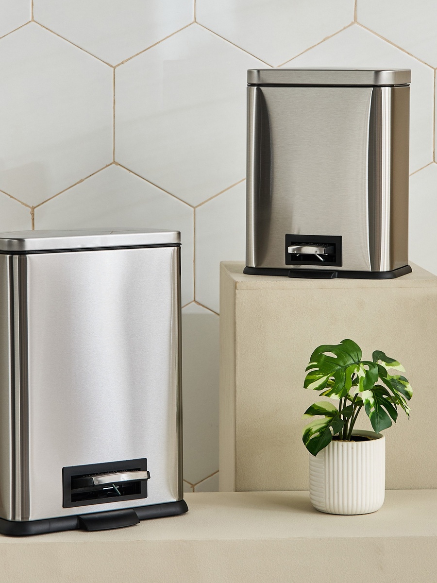 Oliver Stainless Steel Rectangular Pedal Bin - 10 L
