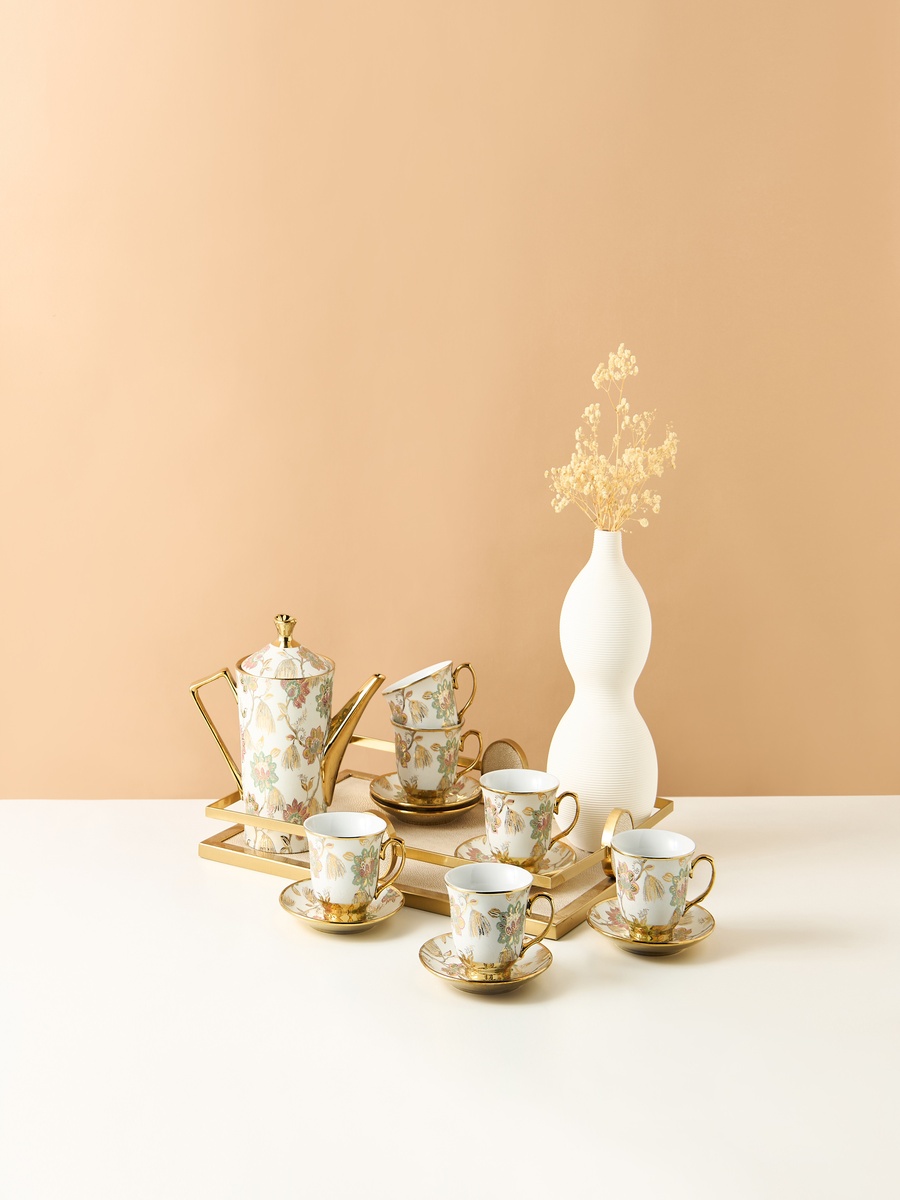 Floral Print 13-Piece Porcelain Tea Set