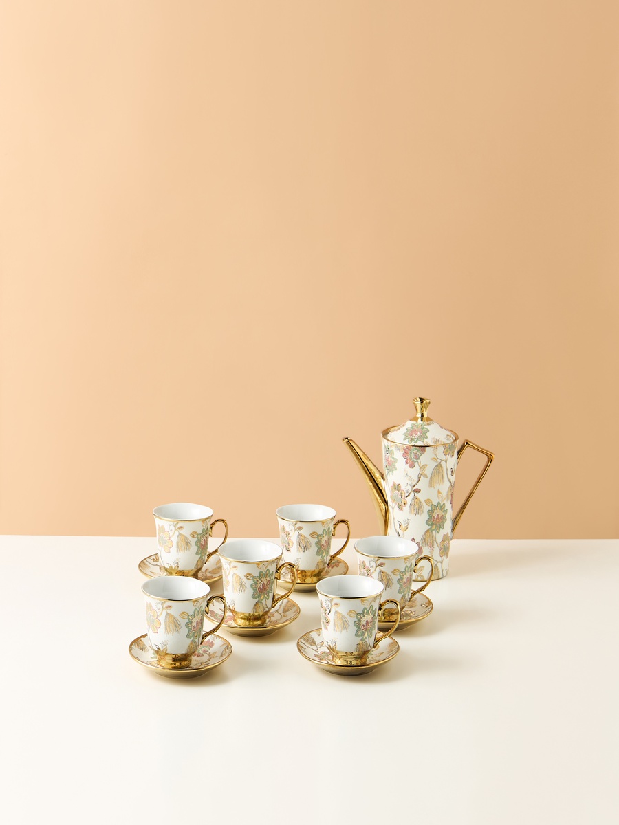 Floral Print 13-Piece Porcelain Tea Set