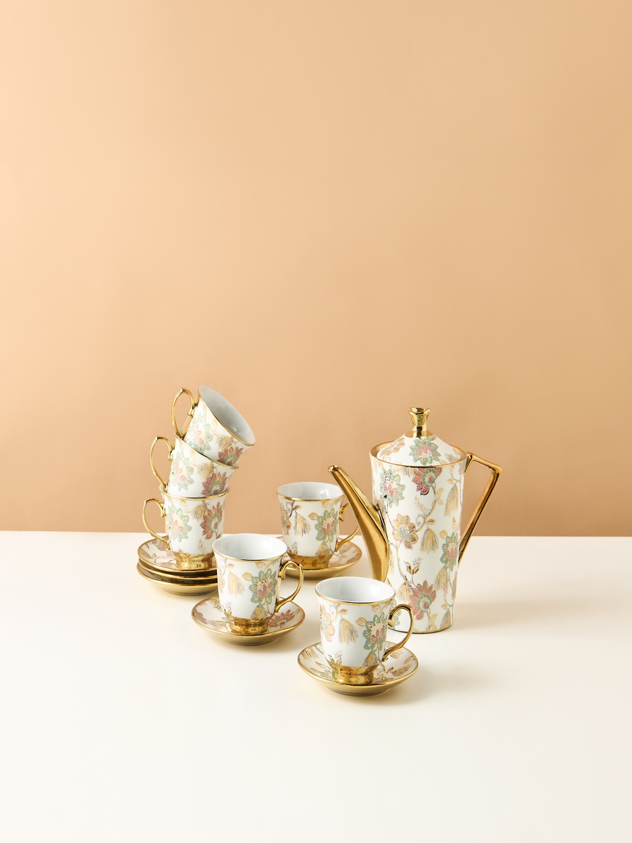Floral Print 13-Piece Porcelain Tea Set