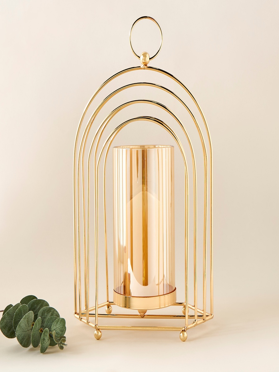 Metal Candleholder with Glass Tube