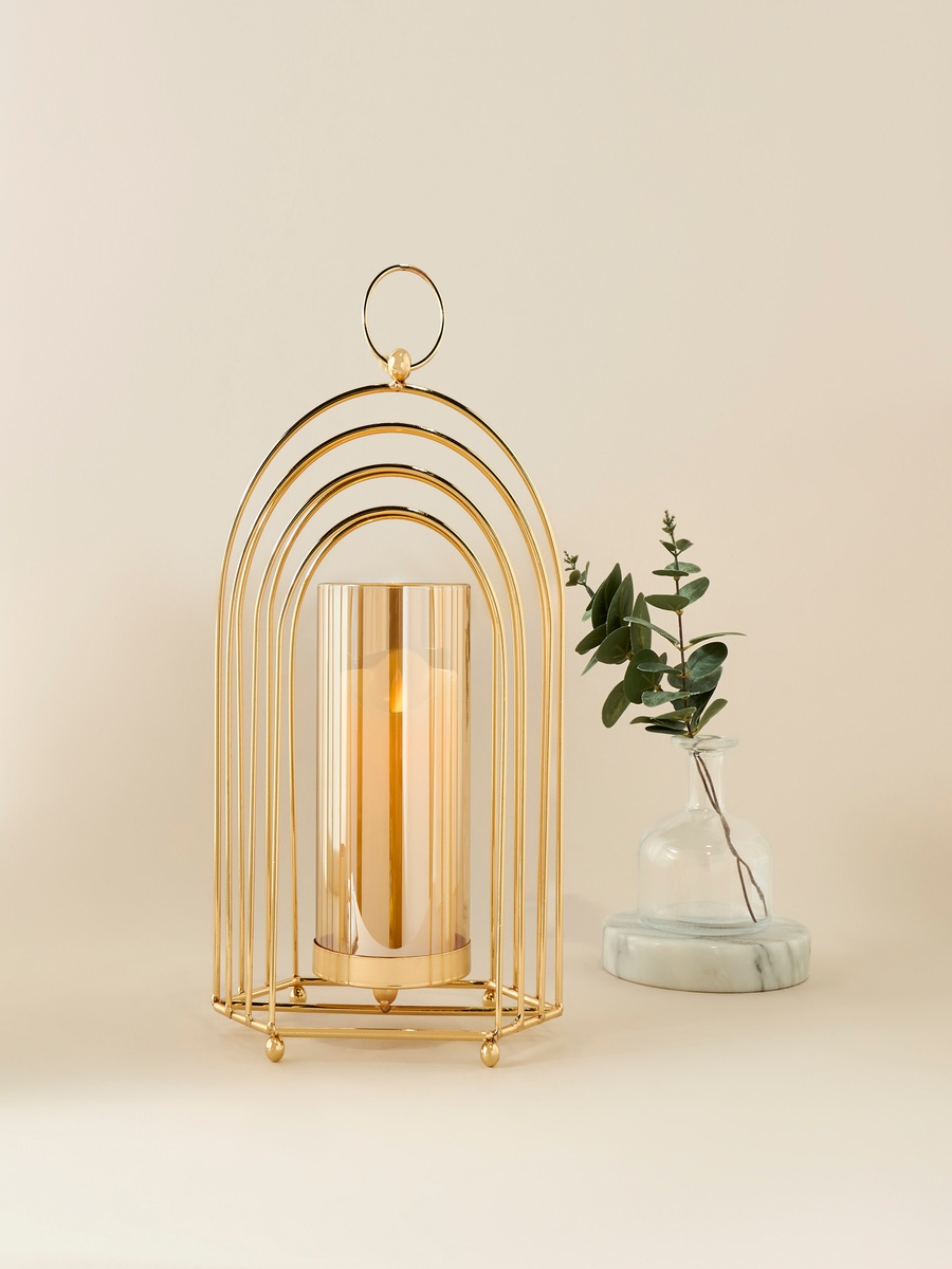 Metal Candleholder with Glass Tube