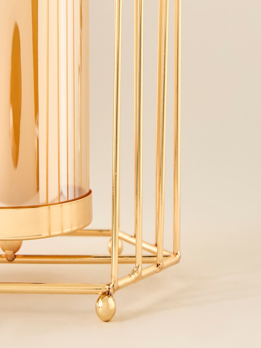 Metal Candleholder with Glass Tube