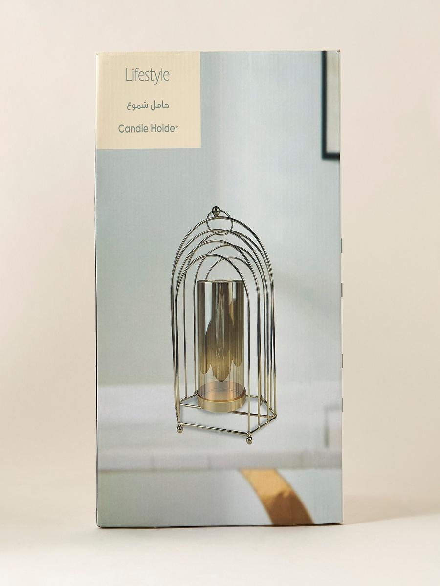 Metal Candleholder with Glass Tube