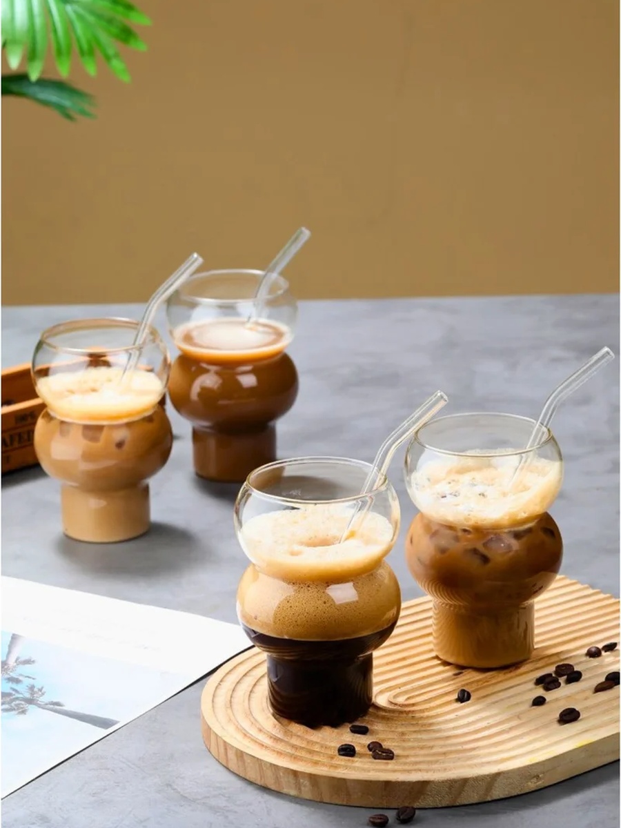 Set of 4 - Borosilicate Calabash Shaped Glass Set 500ml