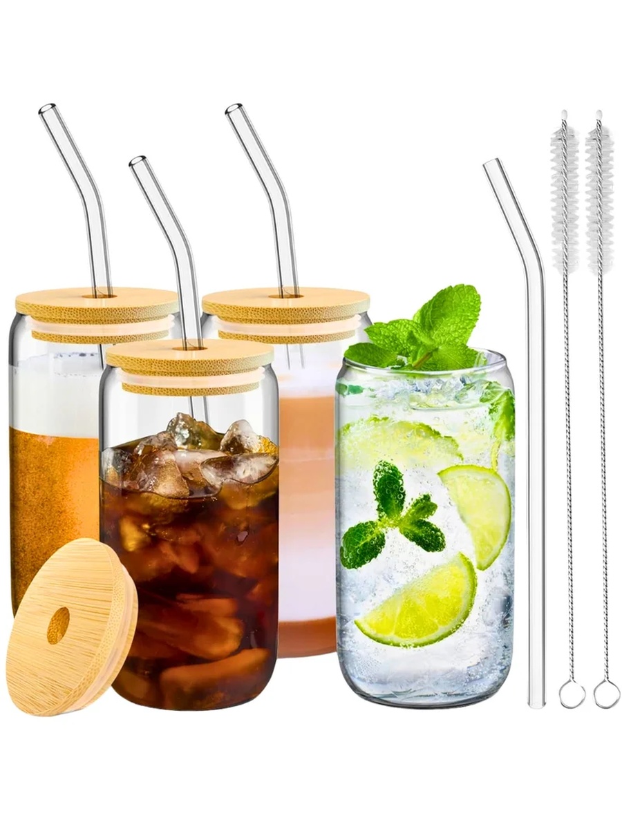 Set of 4 - Can-Shaped Sipper Glass 550ml