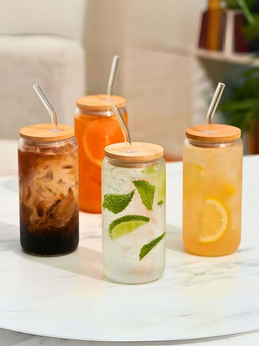 Set of 4 - Can-Shaped Sipper Glass 550ml