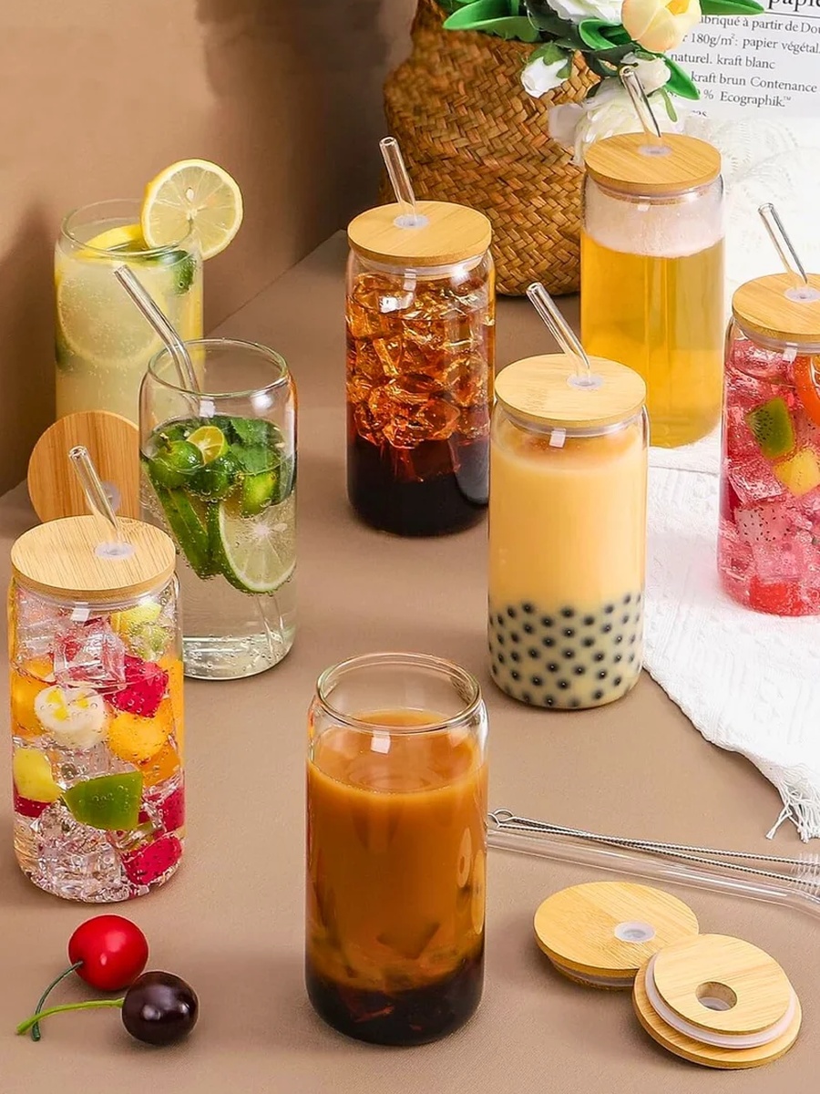 Set of 4 - Can-Shaped Sipper Glass 550ml