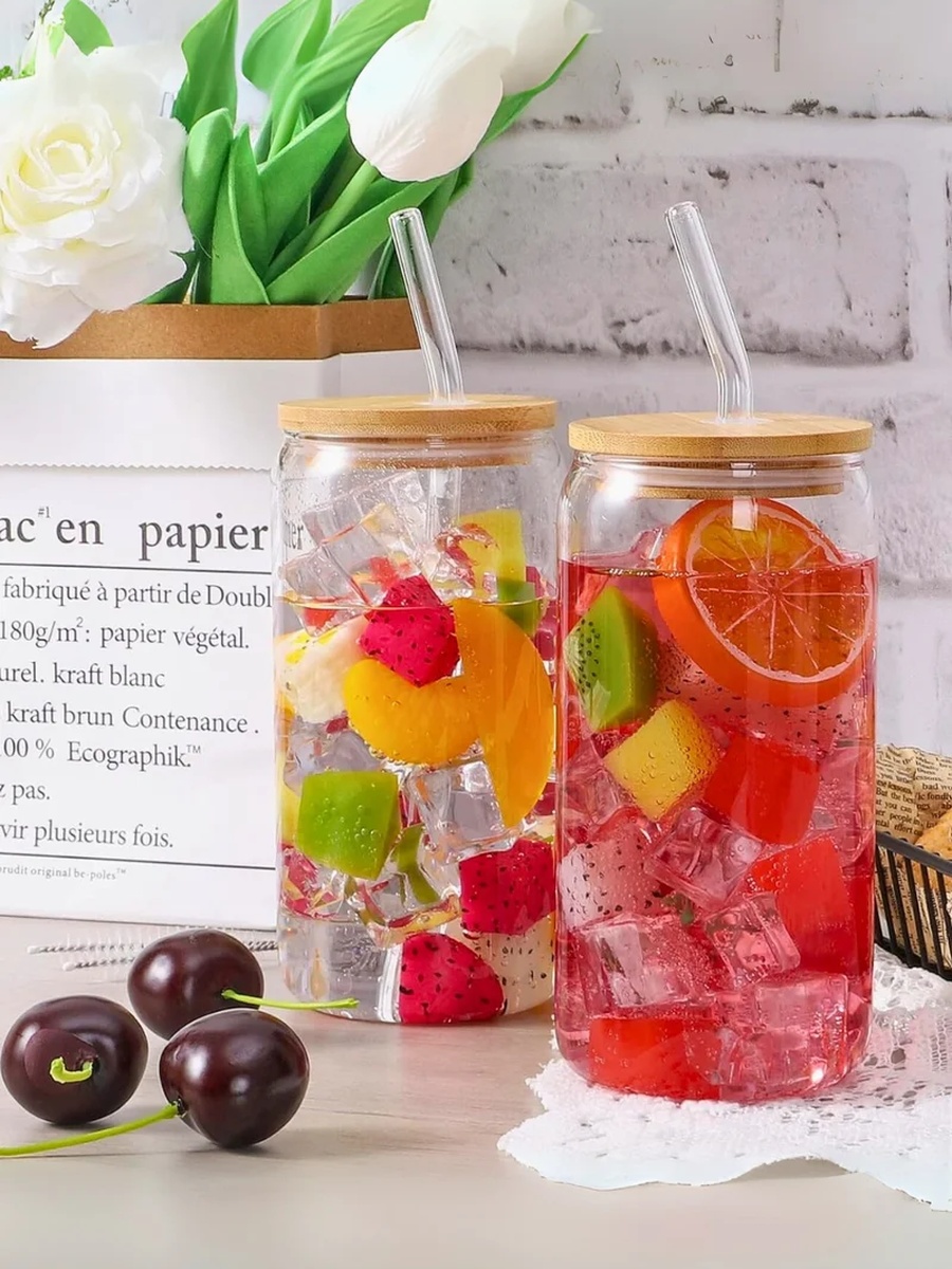Set of 4 - Can-Shaped Sipper Glass 550ml