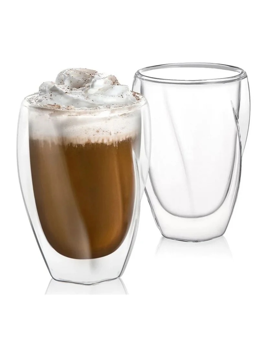 Set of 2 - Double Wall Insulated Twist Glass Cups 350ml