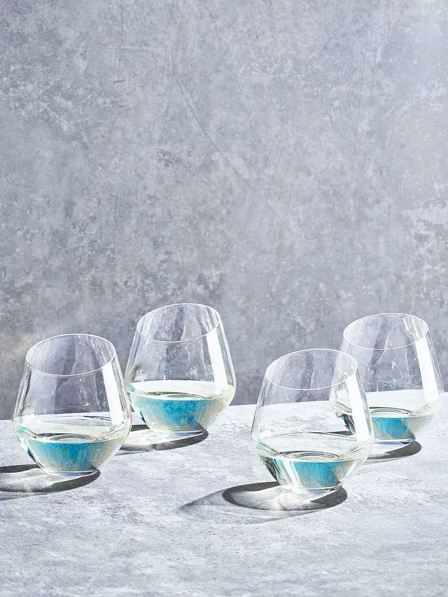 Set of 4 - Borosilicate Slanted Crystal Glass 350ml