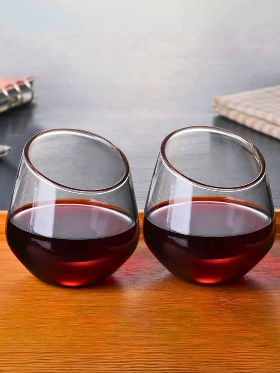 Set of 4 - Borosilicate Slanted Crystal Glass 350ml