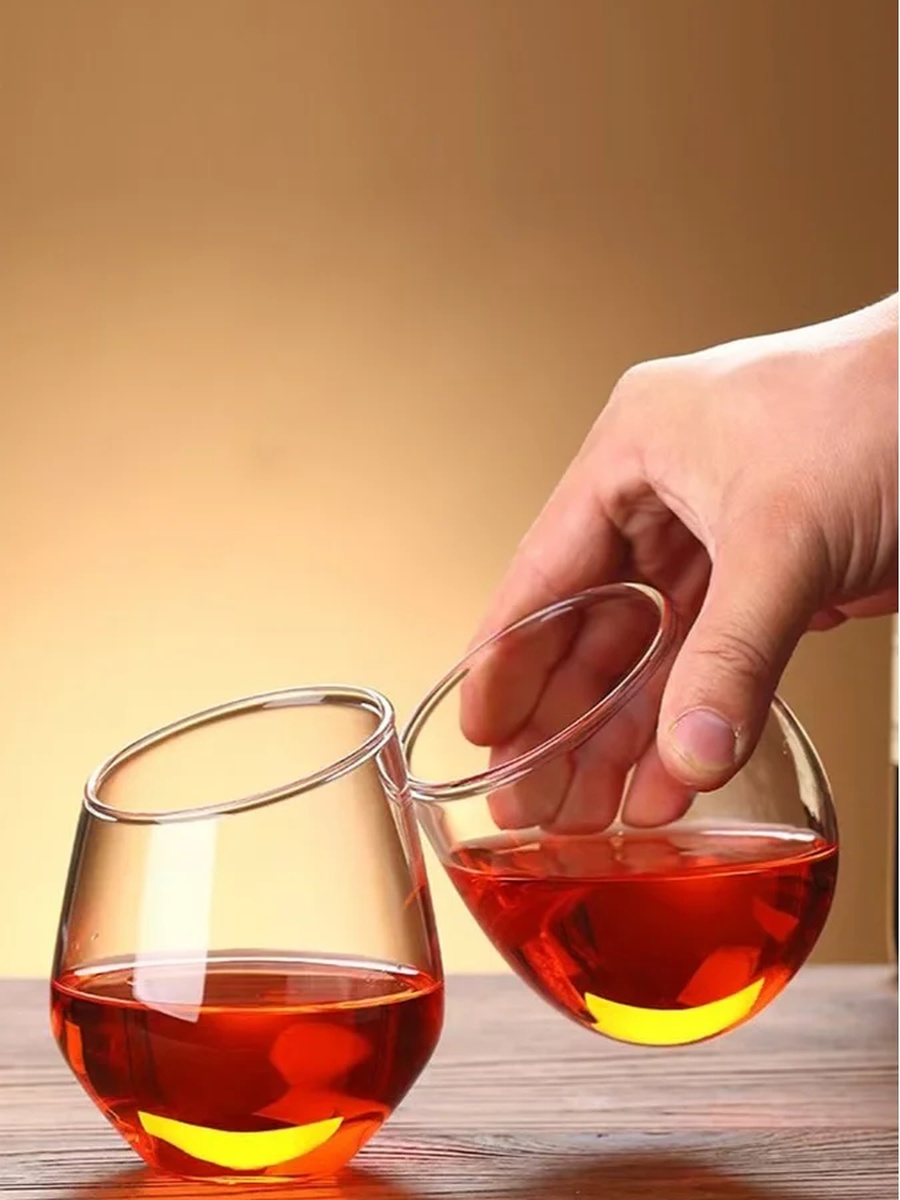 Set of 4 - Borosilicate Slanted Crystal Glass 350ml