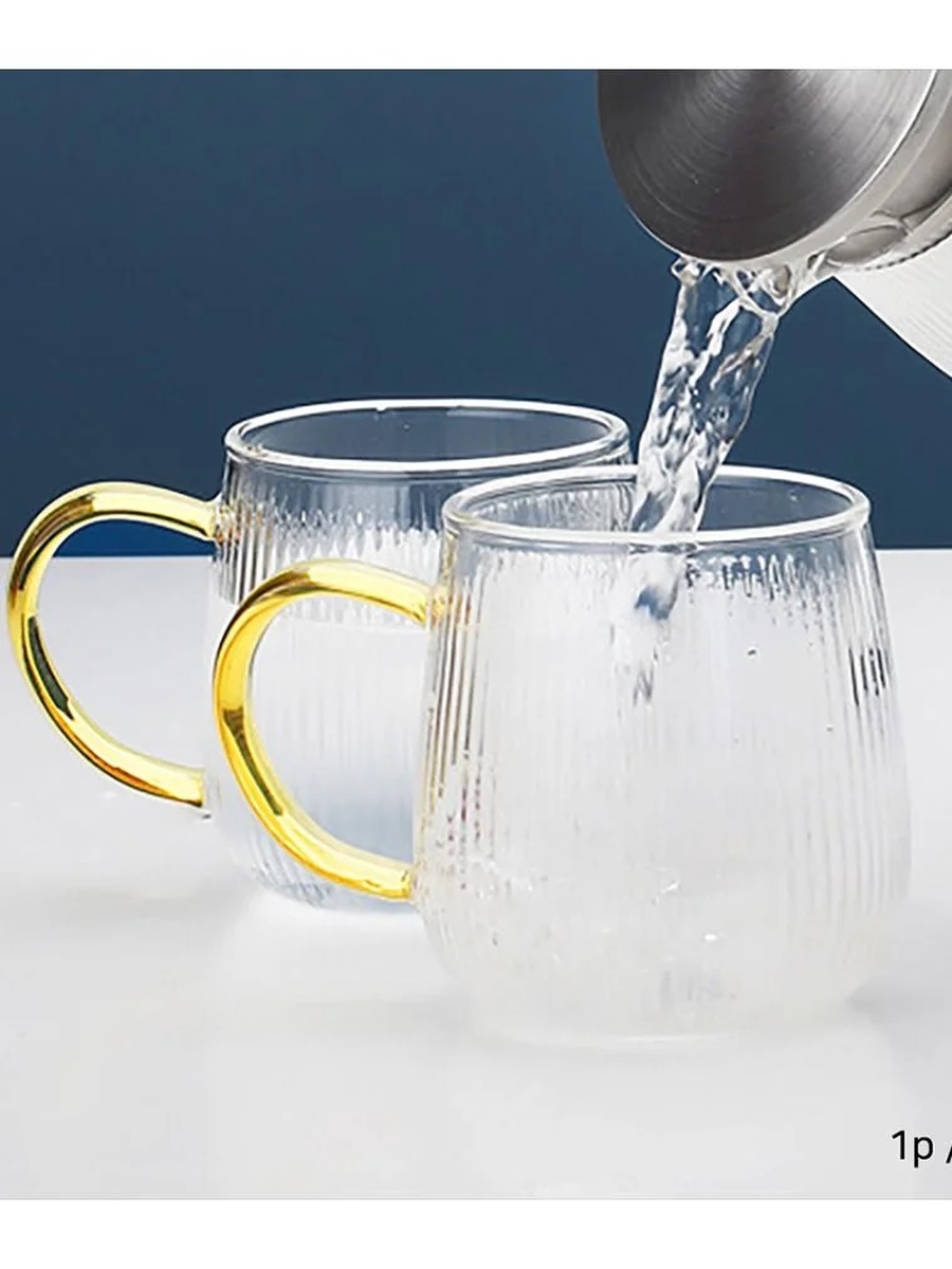 طقم ماء زجاجي مخطط 3 قطع إبريق وأكواب