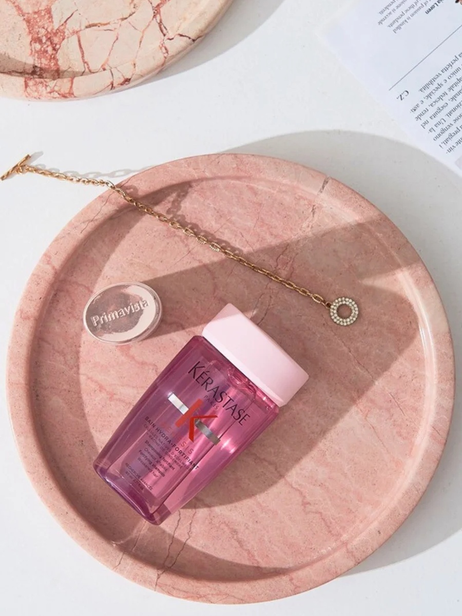 Pink Natural Round Marble Tray