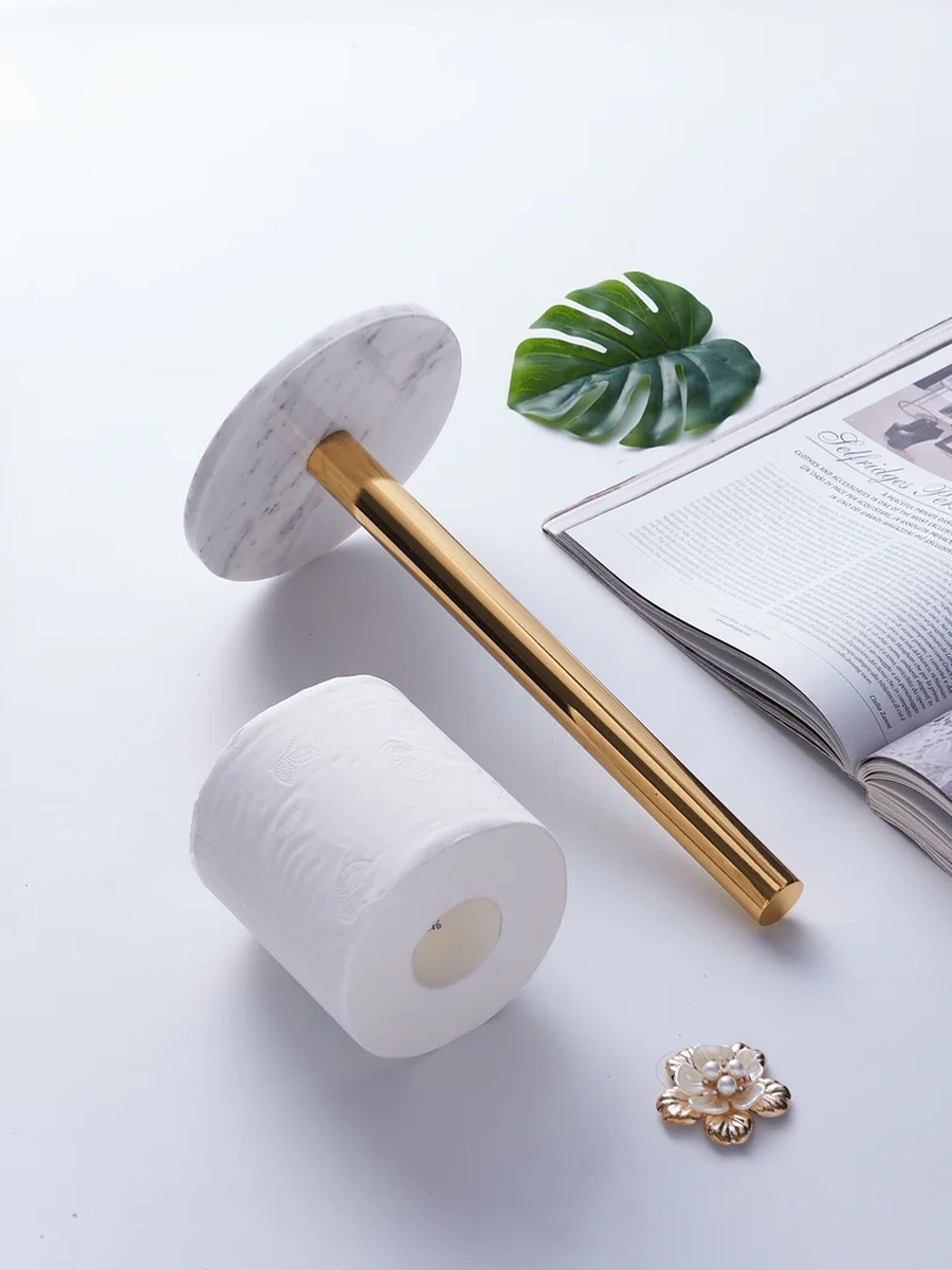 Gold Paper Tissue Towel Holder with Marble Base