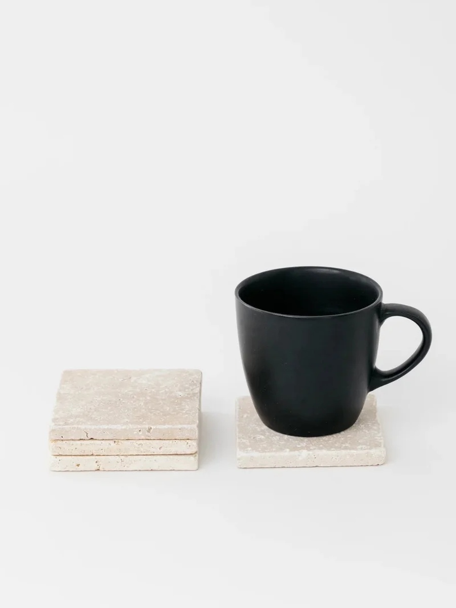 1-Piece Natural Travertine Marble Coasters 10x10cm