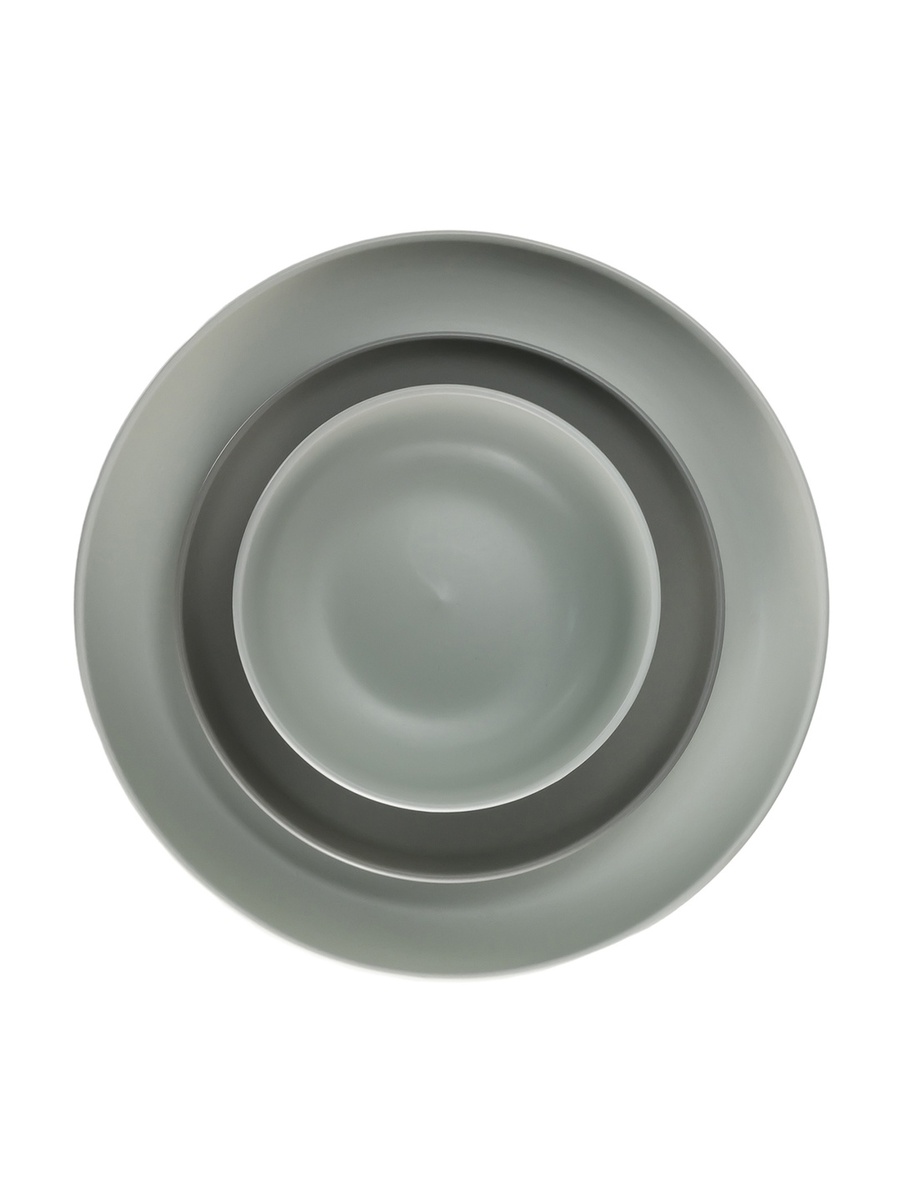 12-Piece Shallow Nordic Dinner Set, Elegant Grey