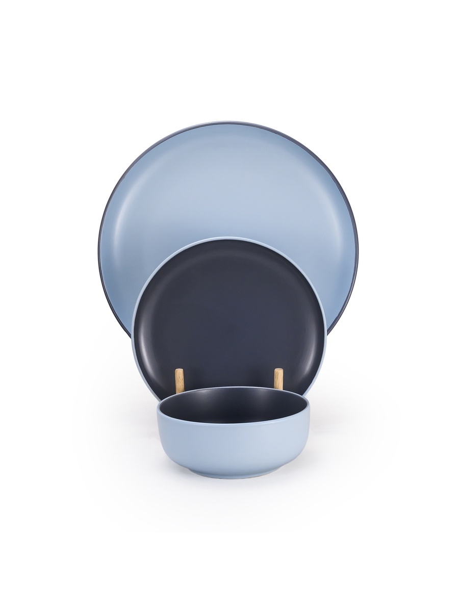 12-PieceShallow Nordic Dinner Set, Elegant Blue