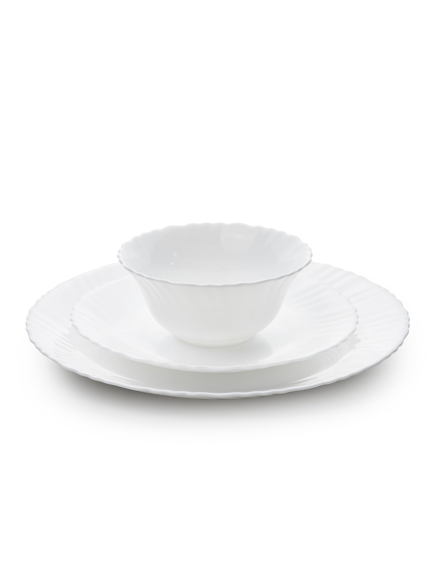 ORA 18-Piece Opalware Dinner Set, White