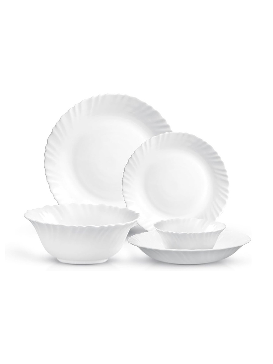 ORA MIA 18-Piece Opalware Dinner Set, White