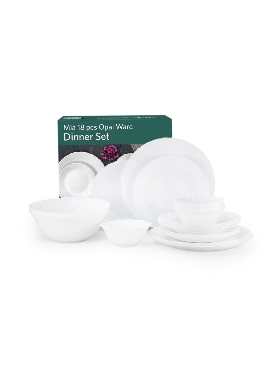 ORA MIA 18-Piece Opalware Dinner Set, White