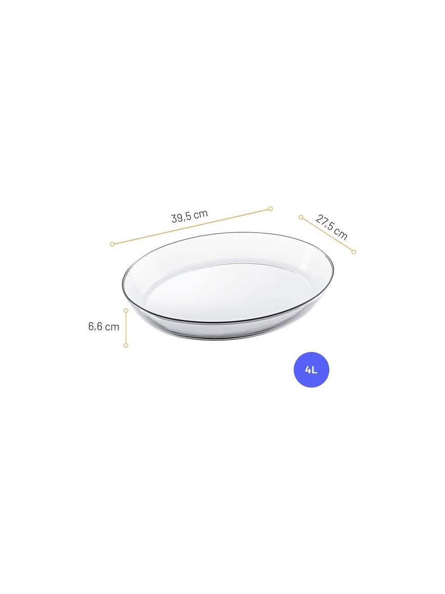 Large Oval Glass Roaster 4.0L