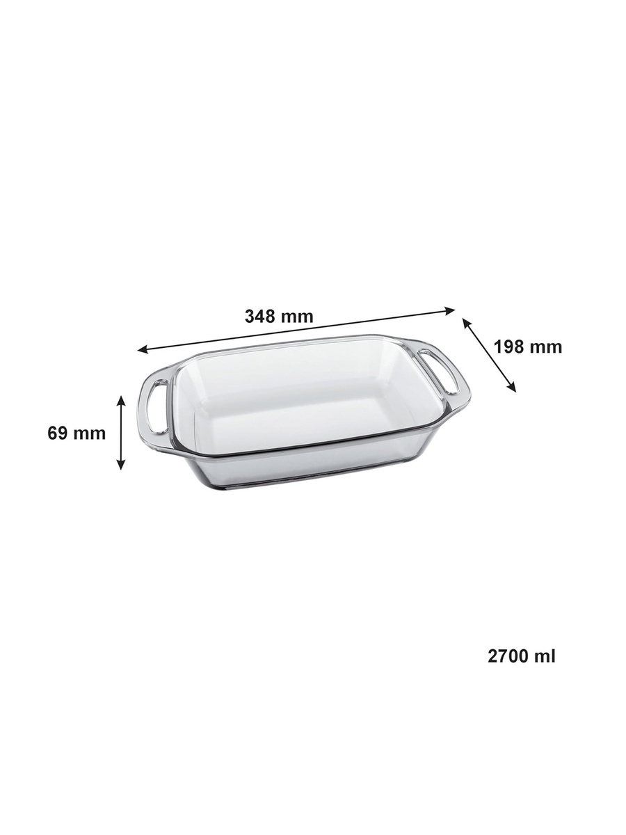 Medium Rectangular Glass Roaster with Handle 2.7L