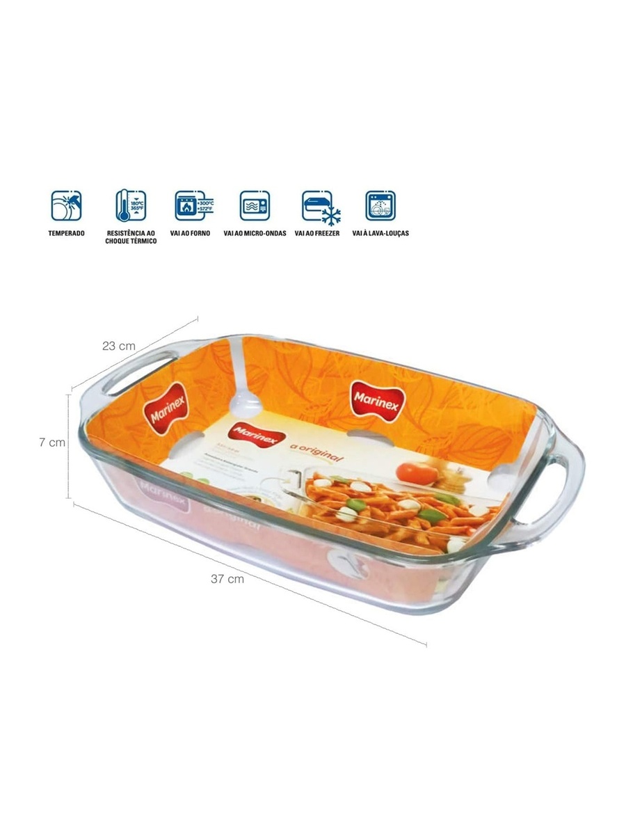 Large Rectangular Glass Roaster with Handle 3.5L