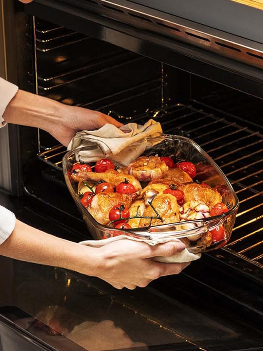 Medium Oval Glass Roaster with Handle 3.2L