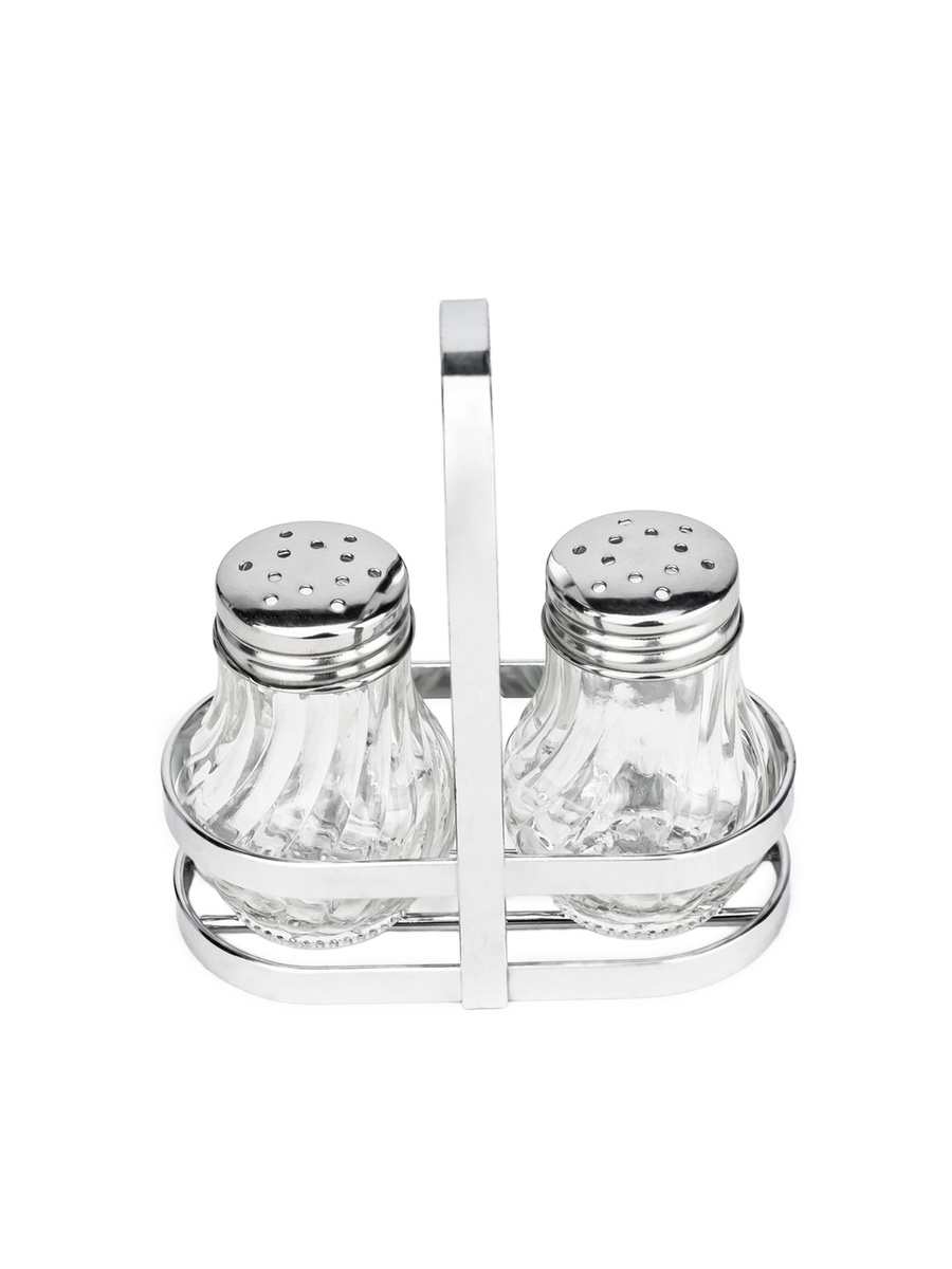 2-Piece Soda Lime Glass Salt Set with Stand, 50ml