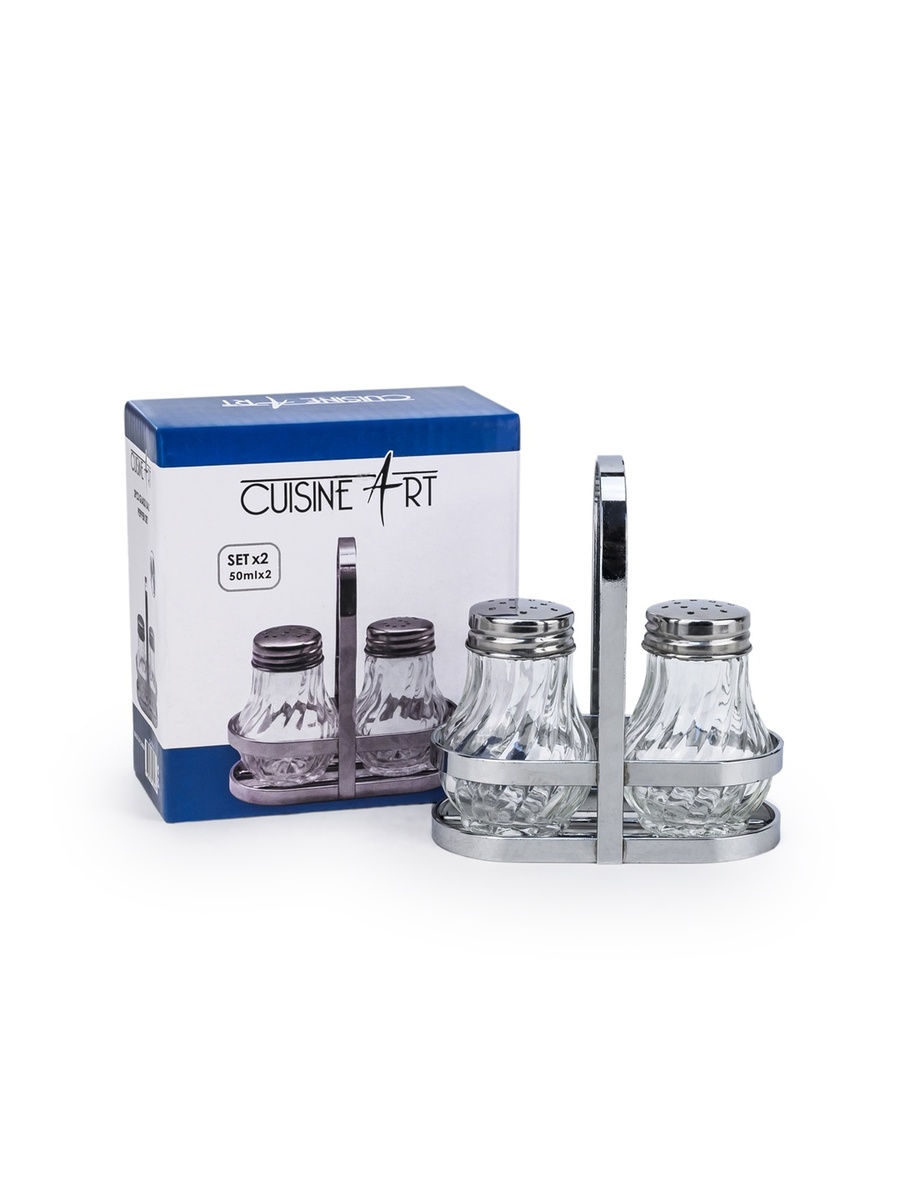 2-Piece Soda Lime Glass Salt Set with Stand, 50ml