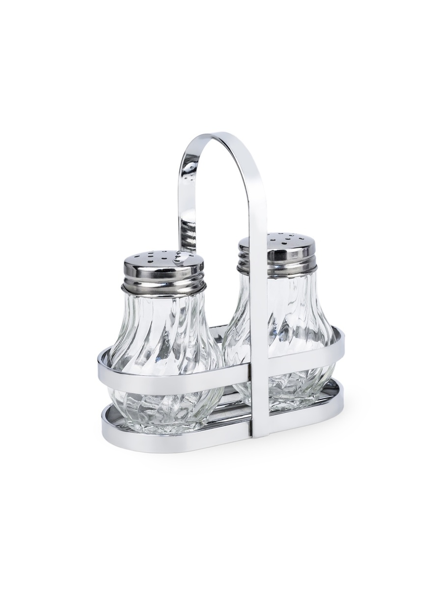 2-Piece Soda Lime Glass Salt Set with Stand, 50ml