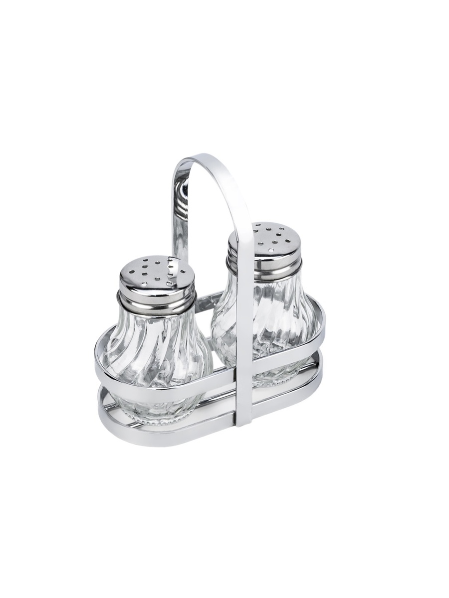 2-Piece Soda Lime Glass Salt Set with Stand, 50ml