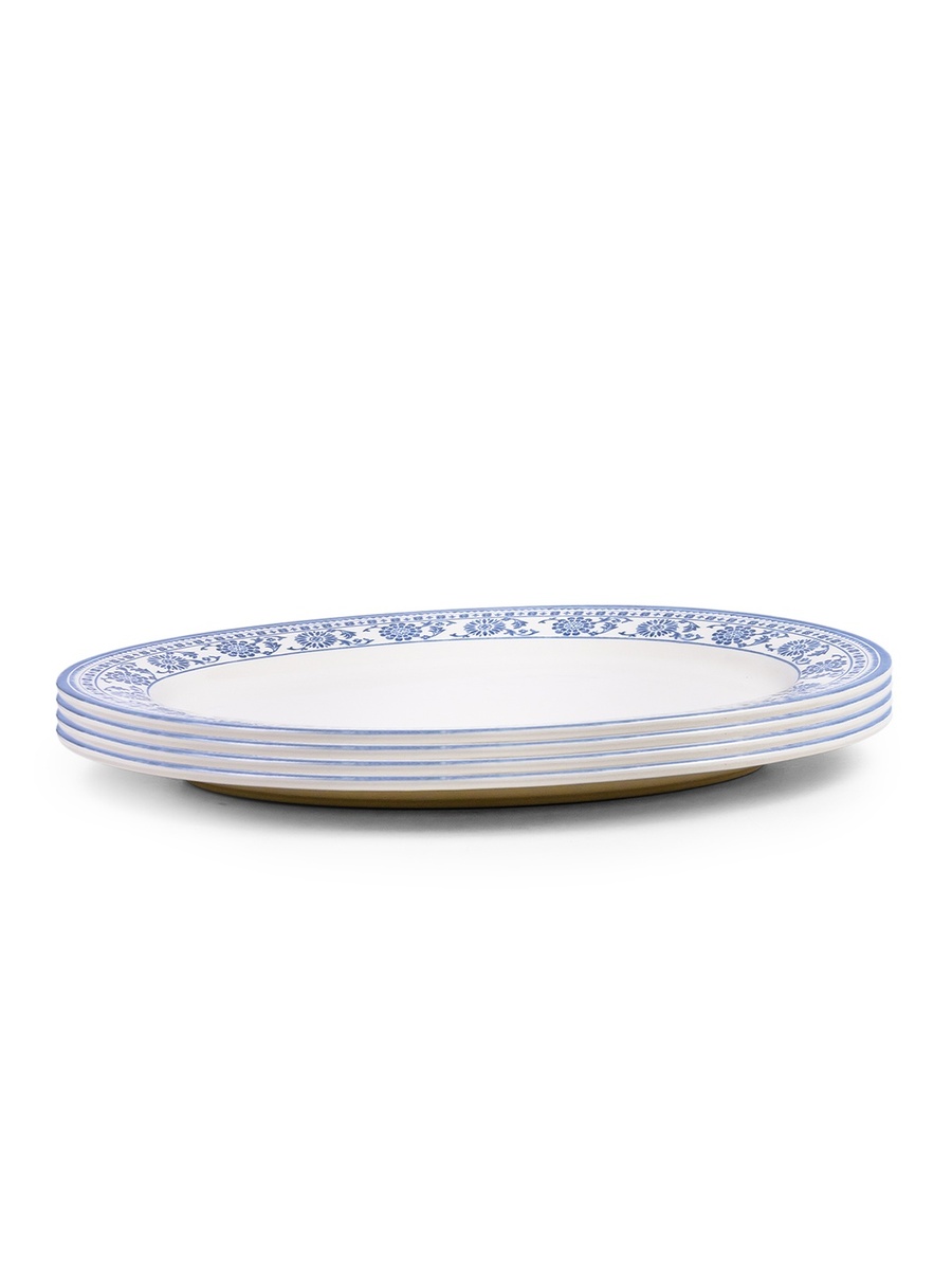Set of 4 - Plethora 14.2 inch Hand-Glazed Ceramic Oval Platter