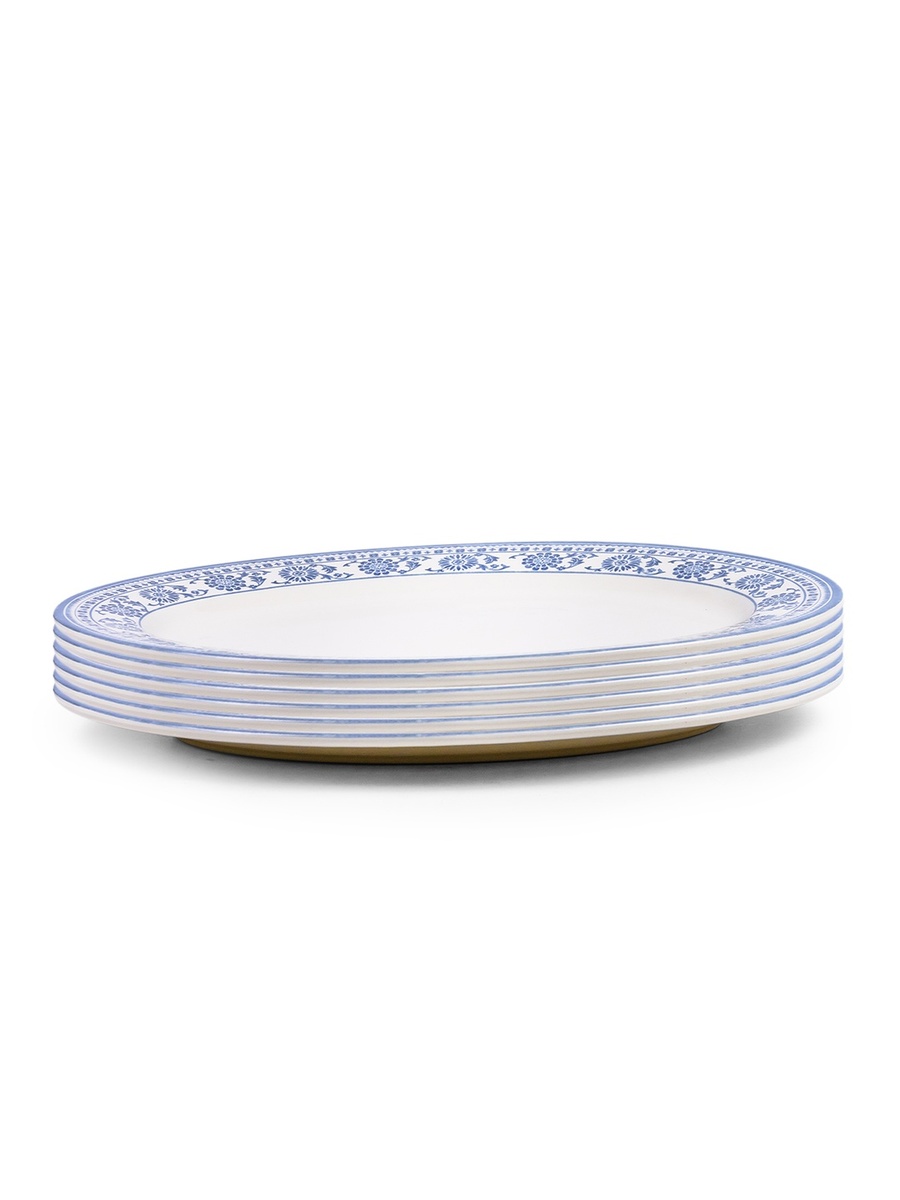 Set of 6 - Plethora 14.2 inch Hand-Glazed Ceramic Oval Platter