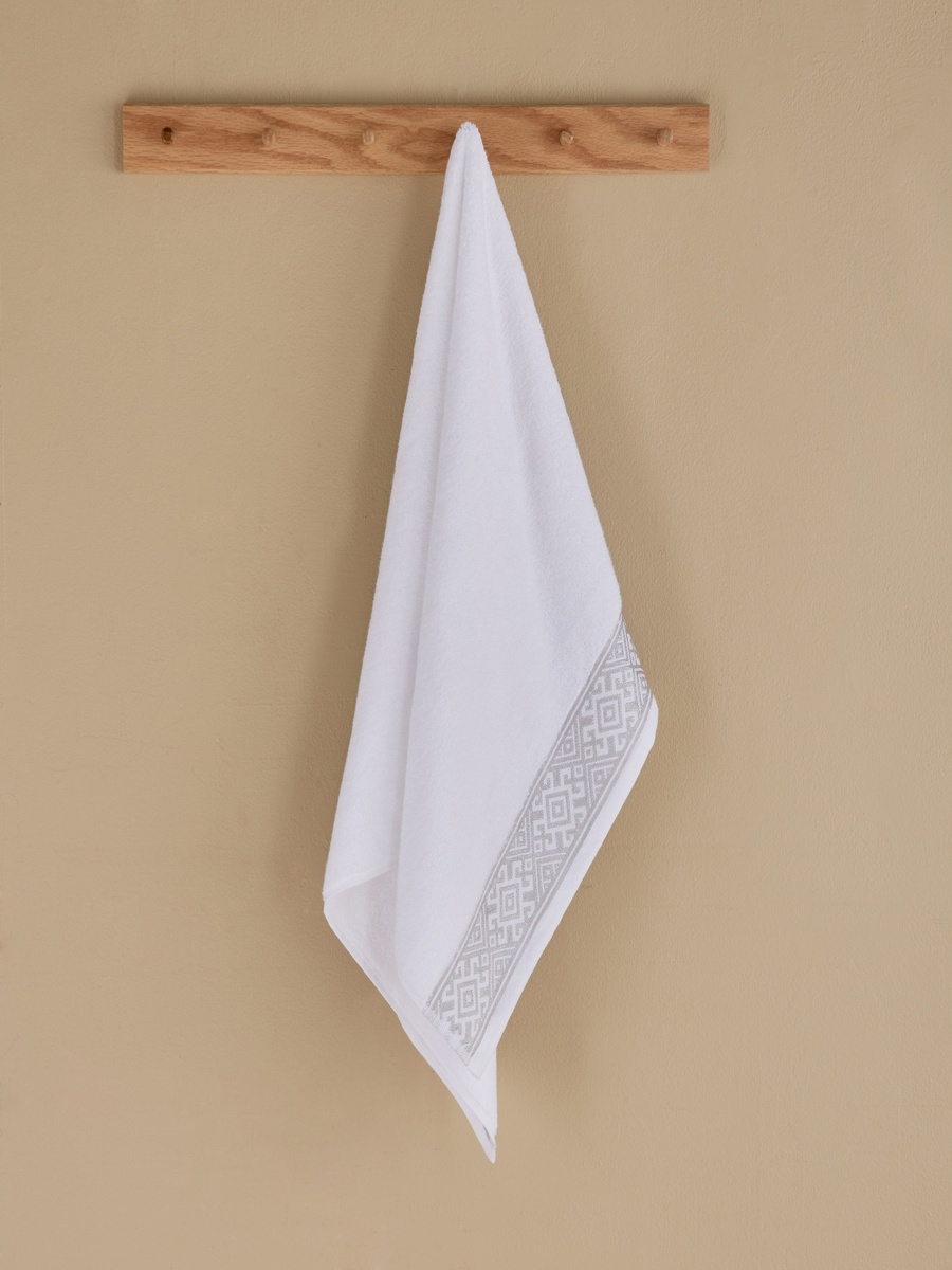 White Haven Geo Lux Cotton Zero Twist Hand Towel - 50x90 cm