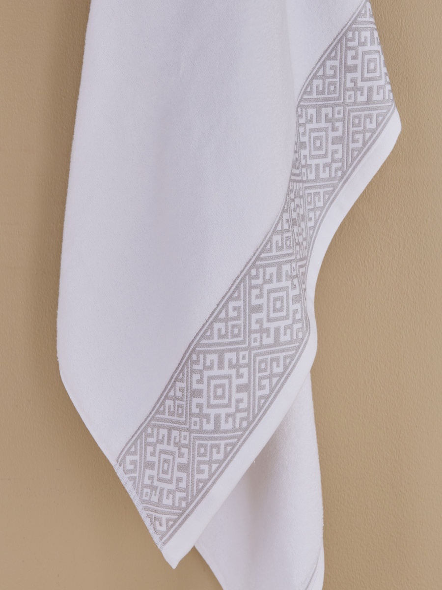 White Haven Geo Lux Cotton Zero Twist Hand Towel - 50x90 cm
