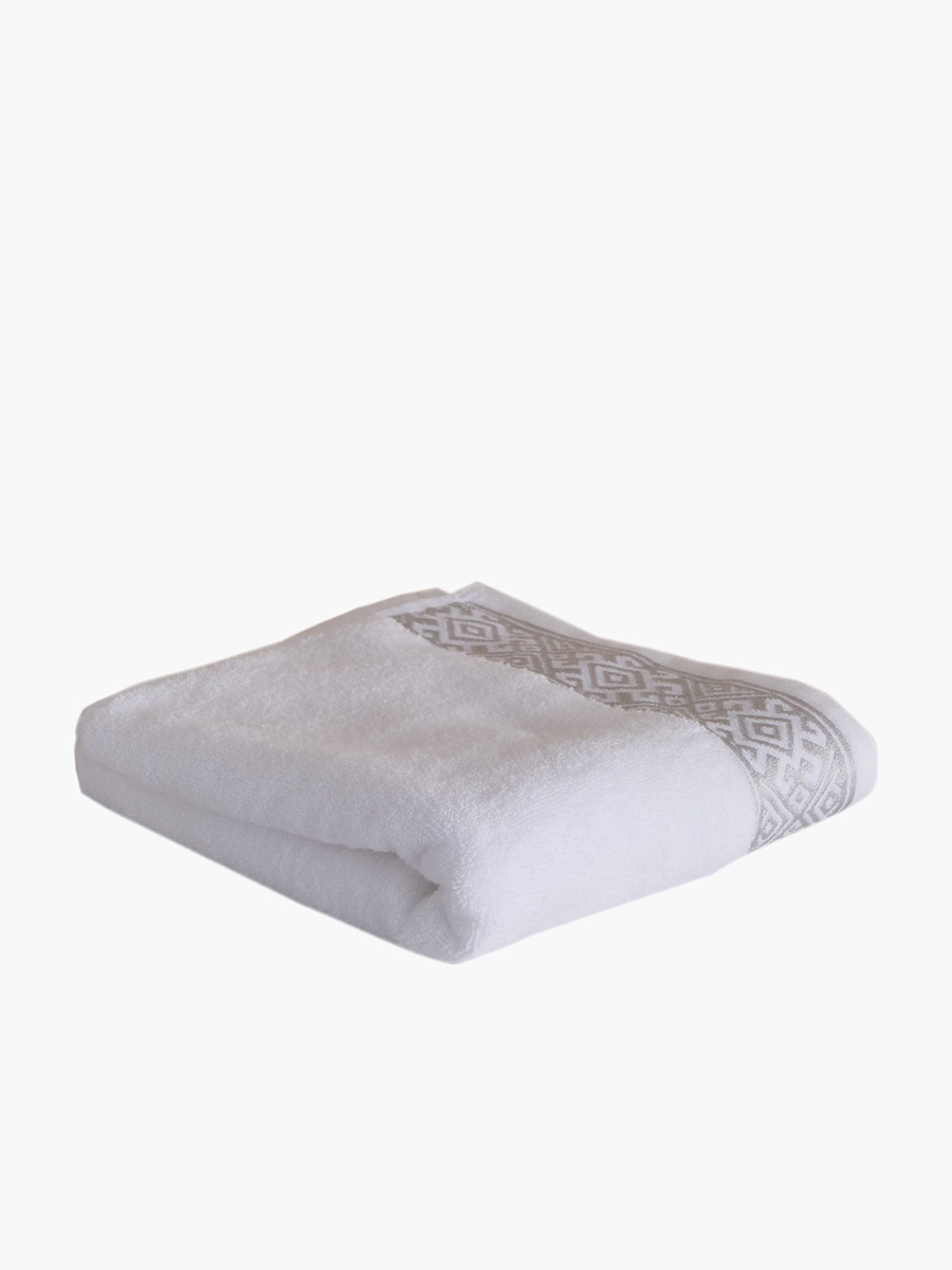 White Haven Geo Lux Cotton Zero Twist Hand Towel - 50x90 cm