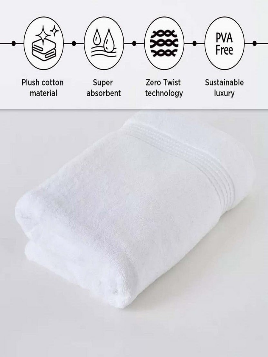White Haven Geo Lux Cotton Zero Twist Hand Towel - 50x90 cm