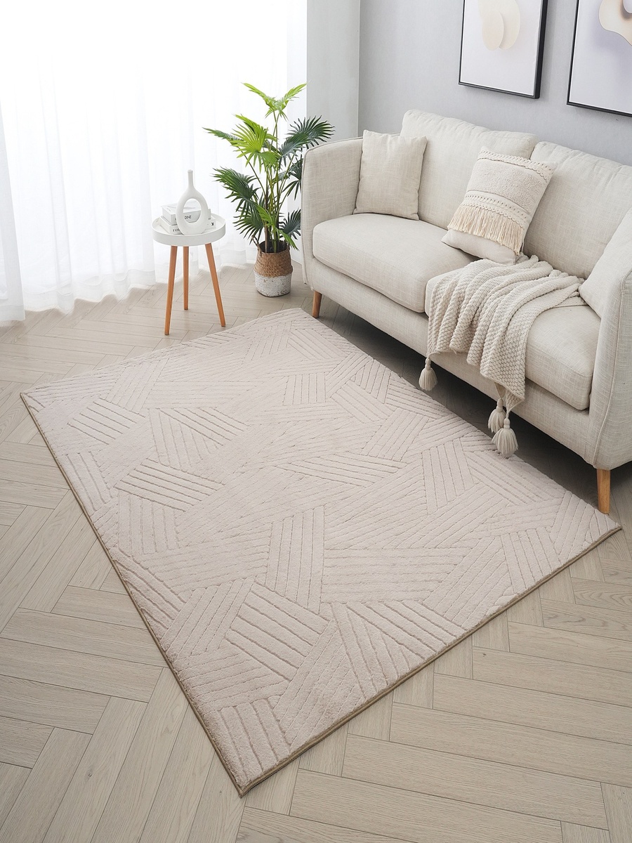 Elsdon Volco Patterned Rabbit Fur Rug - 200x300 cm